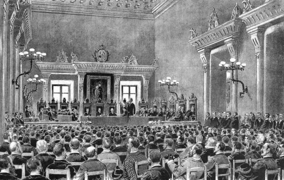 La asamblea de Manresa (grabado de La Ilustració Catalana, n.º 282, 15 de abril de 1892)