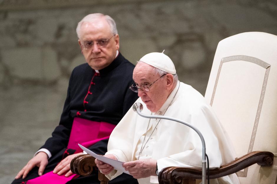 El Papa Francisco durante alocución de su catequesis en la audiencia general de este miércoles