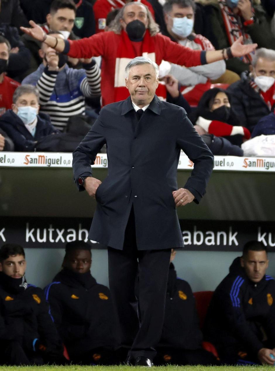 Ancelotti en San Mamés durante los cuartos de final de Copa