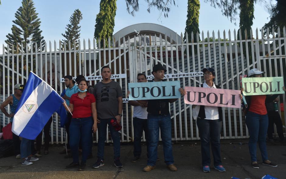 Manifestación contra el régimen Ortega-Murillo en la UPOLI en Managua (2018)