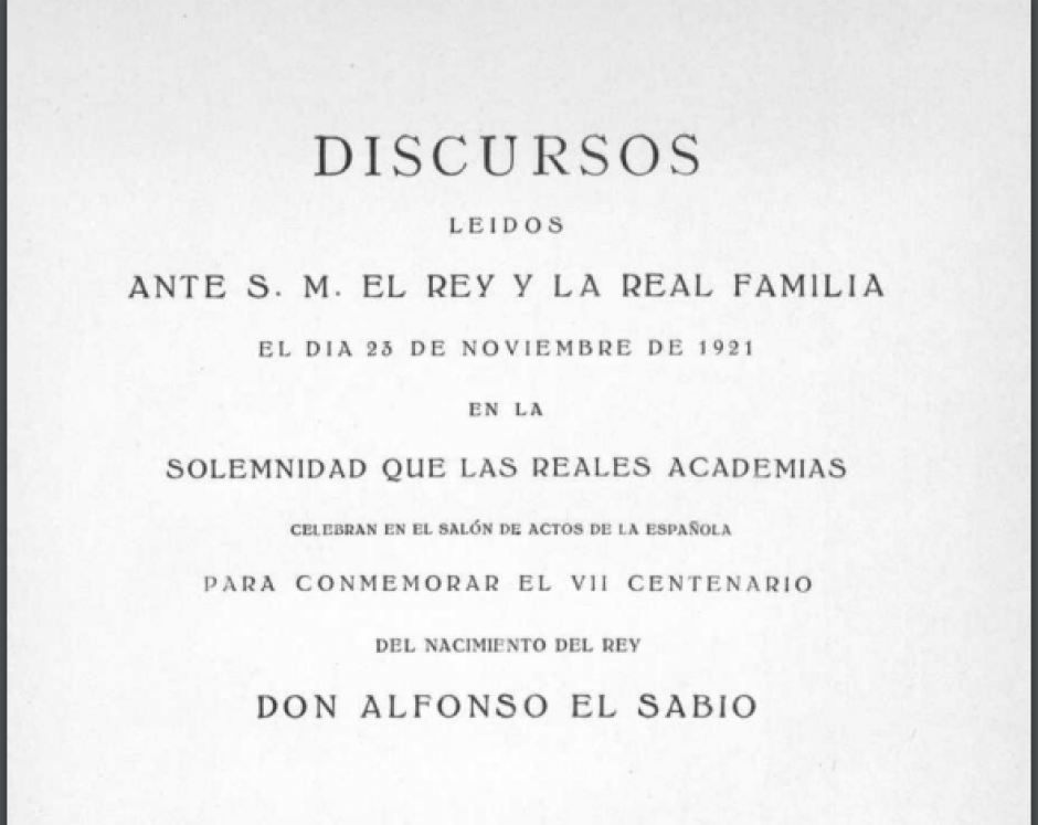Discursos en el homenaje a Alfonso X de 1921