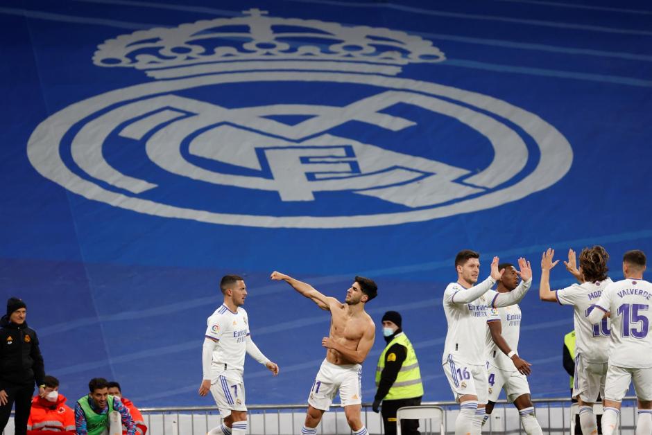 Asensio celebra su gol el domingo en el Bernabéu