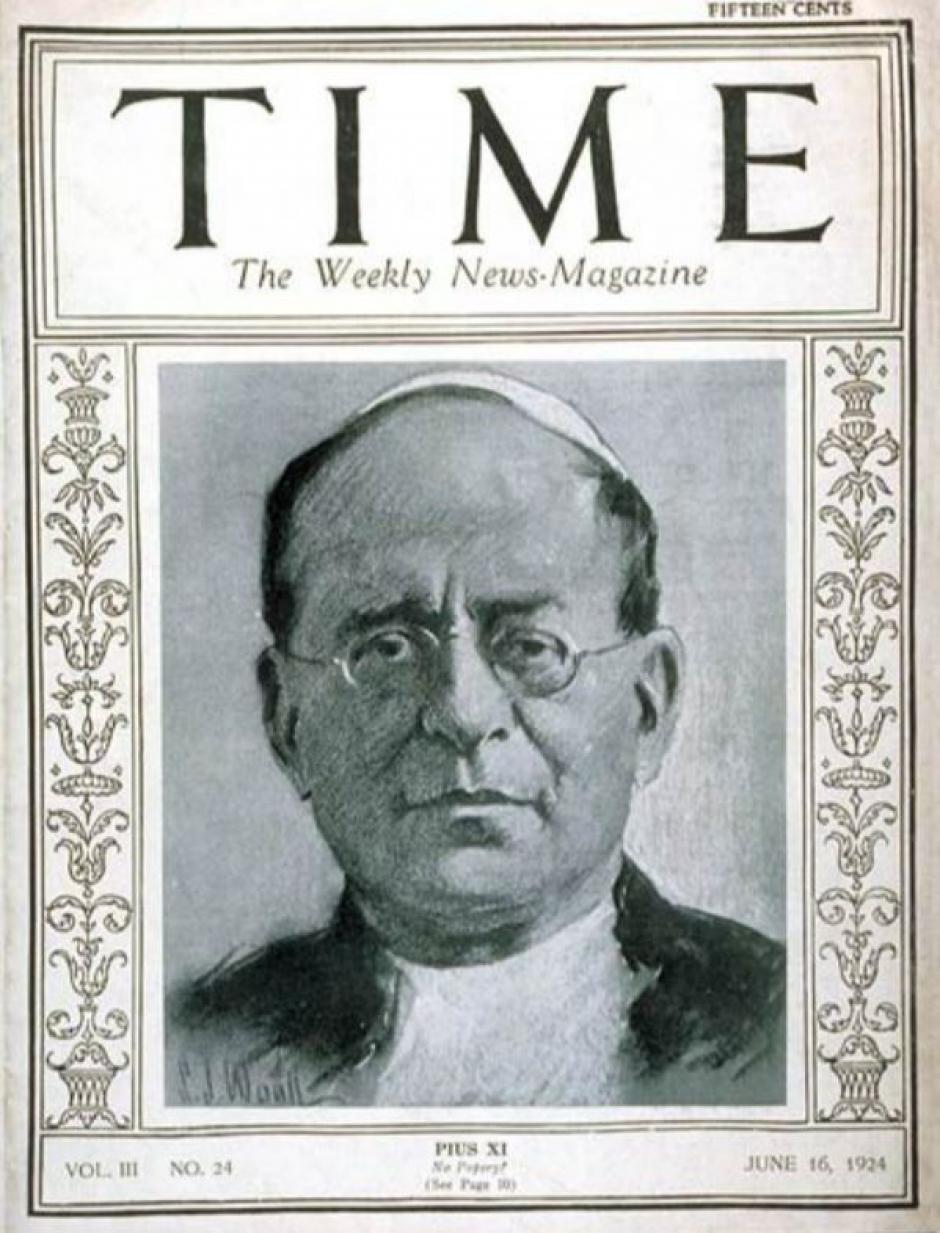 Portada de la revista Time en 1924 con la imagen del Papa Pío XI