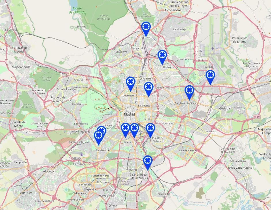 Mapa de Madrid con las guarderías privadas que se sostienen con fondos públicos