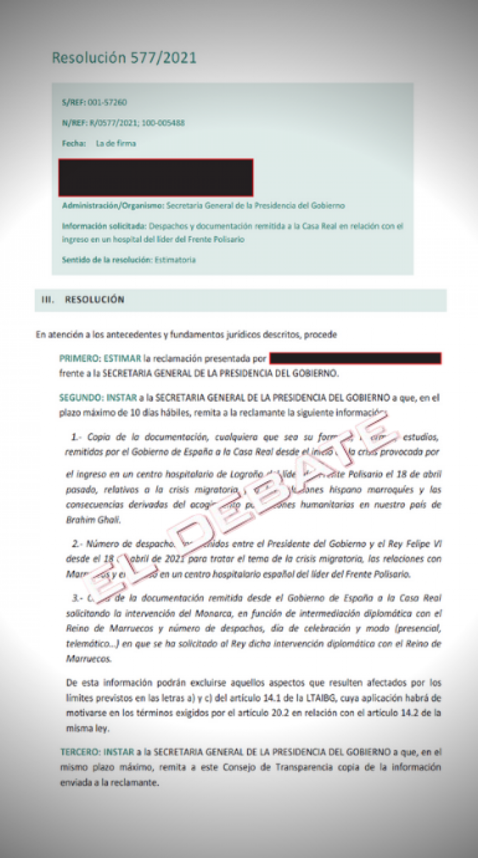 La resolución del Consejo relativa a Pedro Sánchez y el Rey Felipe