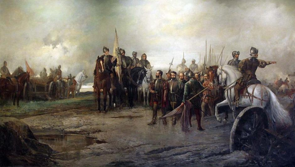 Pintura del siglo XIX de Manuel Picolo López, donde refleja el desarrollo de la batalla de Villalar