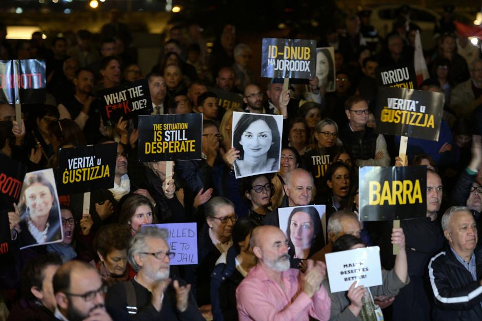 Protestas en memoria de Daphne Caruana Galizia en la capital de Malta