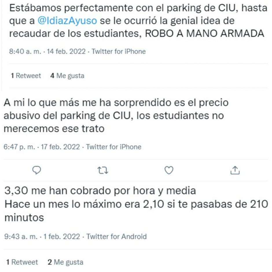 Críticas al elevado precio del parking de Ciudad Universitaria
