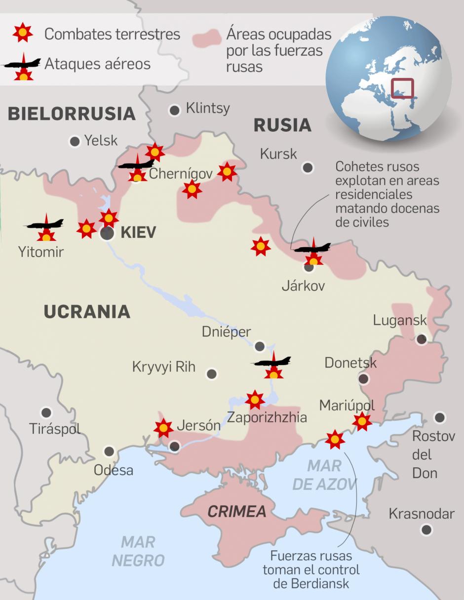 Mapa de la guerra Ucrania