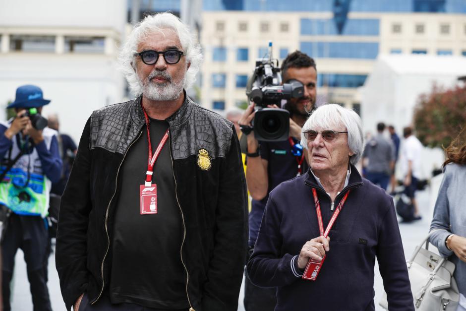 Flavio Briatore y Bernie Ecclestone en el Gran Premio de Azerbaiyán en 2018