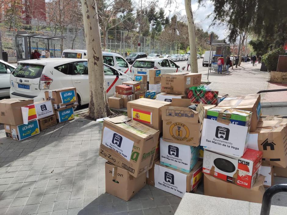 Cajas de ayuda para los refugiados ucranianos