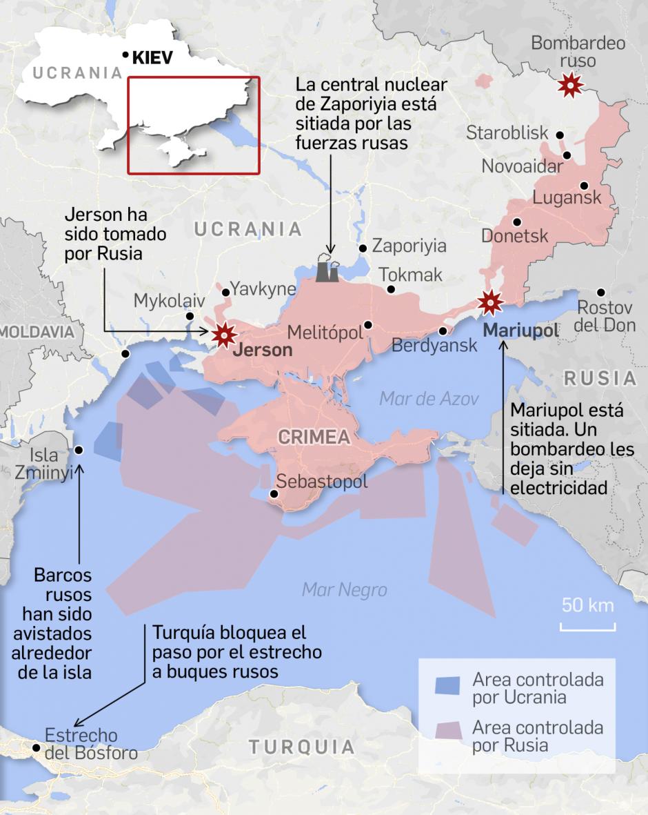 Avance ruso en la zona de Crimea a 3 de marzo