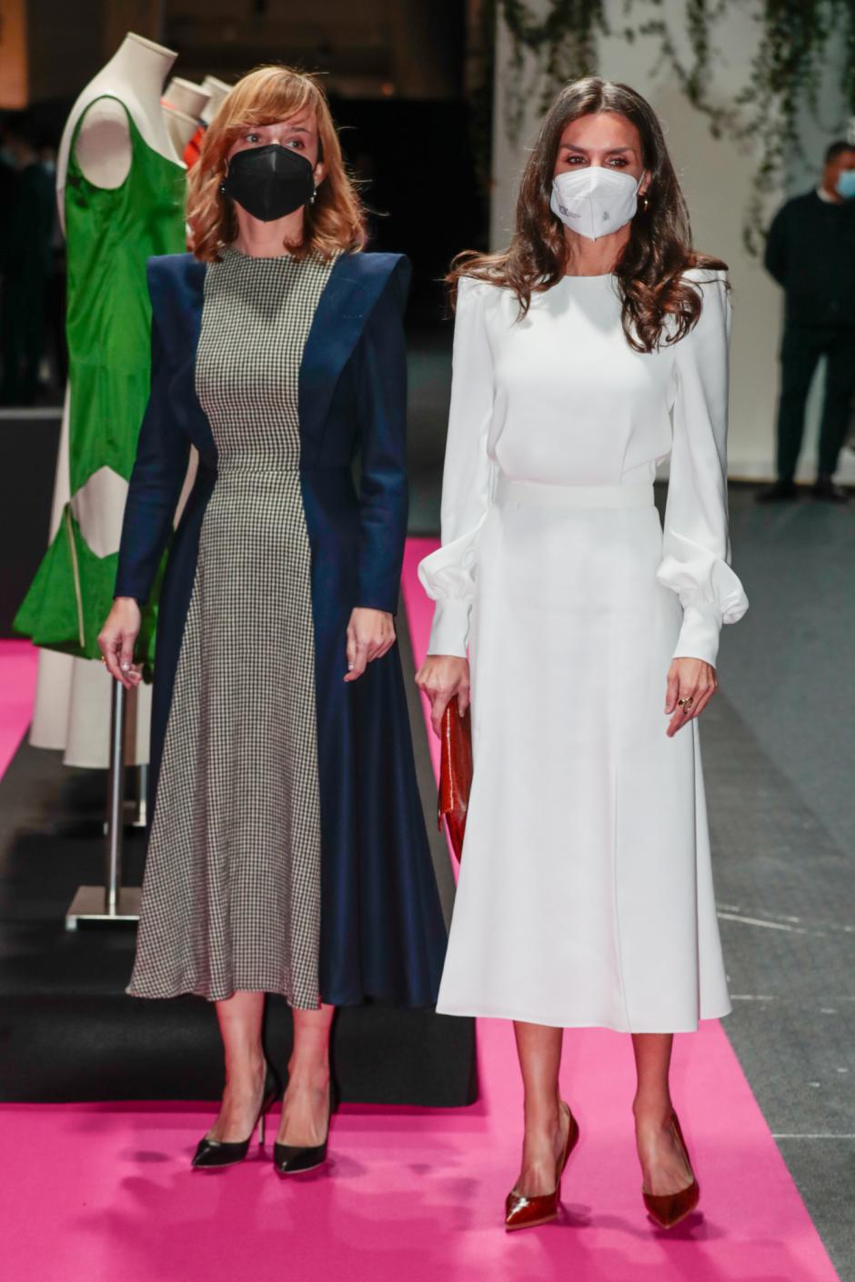 Spanish Queen Letizia arriving to 75 edition to Pasarela Cibeles Mercedes-Benz Fashion Week Madrid 2022 in Madrid, on Friday, 11 March 2022.