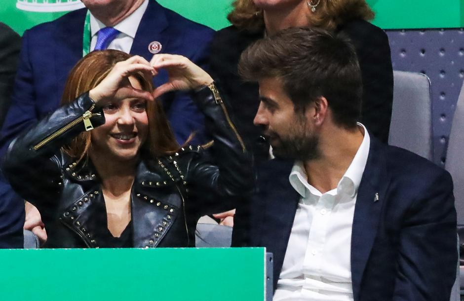 Singer Shakira and soccer player Gerard Pique  during Final, Day 7 of the 2019 Davis Cup at La Caja Magica on November 24, 2019 in Madrid, Spain.
