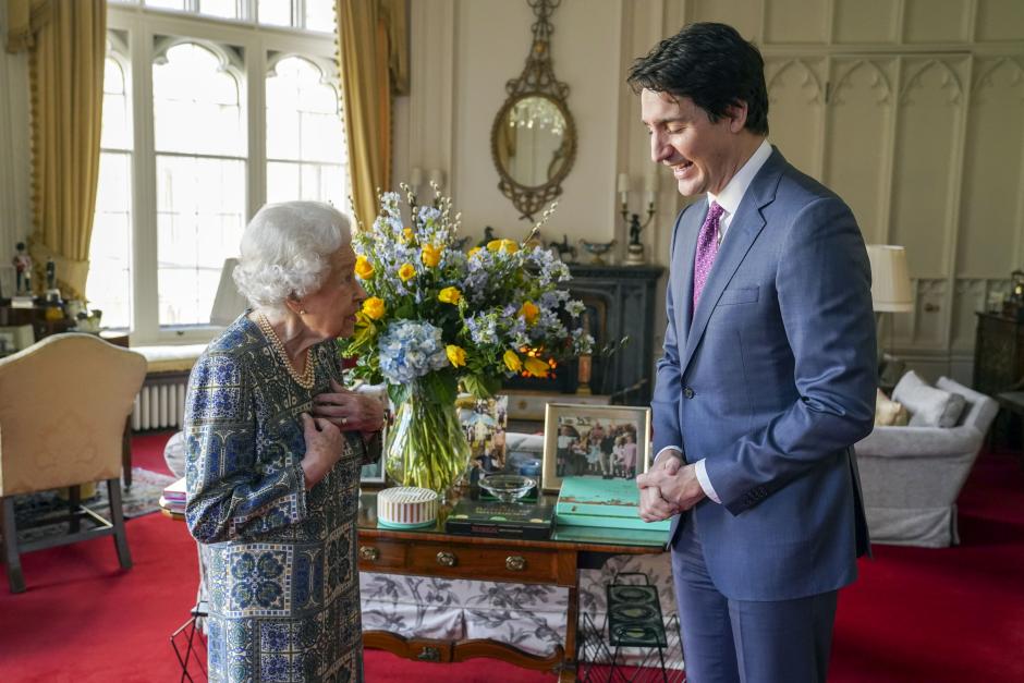 Queen Elizabeth II receives Canadian Prime Minister Justin Trudeau during an audience at Windsor Castle, Berkshire. Picture date: Monday March 7, 2022.