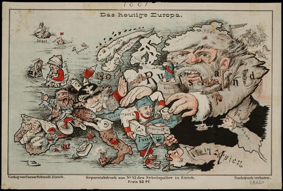 ‘Das heutige Europa’ (La Europa de Hoy). Un mapa de Caesar Schmidt de 1875.