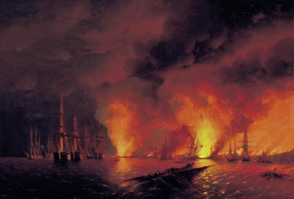 La batalla de Sinope del 30 de noviembre de 1853 tuvo una importancia decisiva en la entrada en guerra de Francia y el Reino Unido