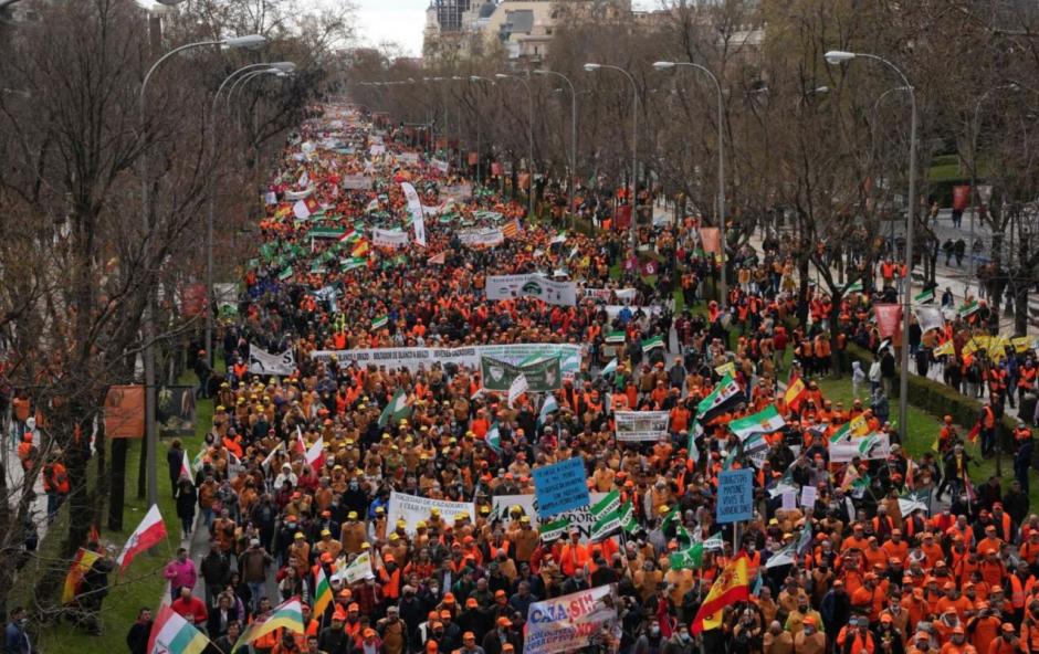 Vista aérea de la histórica manifestación de este domingo en Madrid
