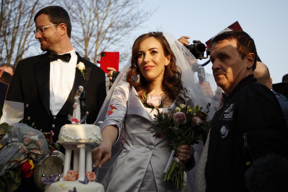 Stella Moris, durante su boda con Julian Assange el 23 de marzo de 2022