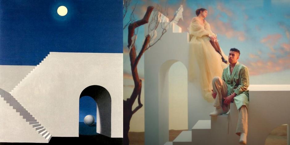 Cuadro 'Architecture au clair de lune', de Magritte, y videoclip de 'La noche de anoche', de Bad Bunny y Rosalía