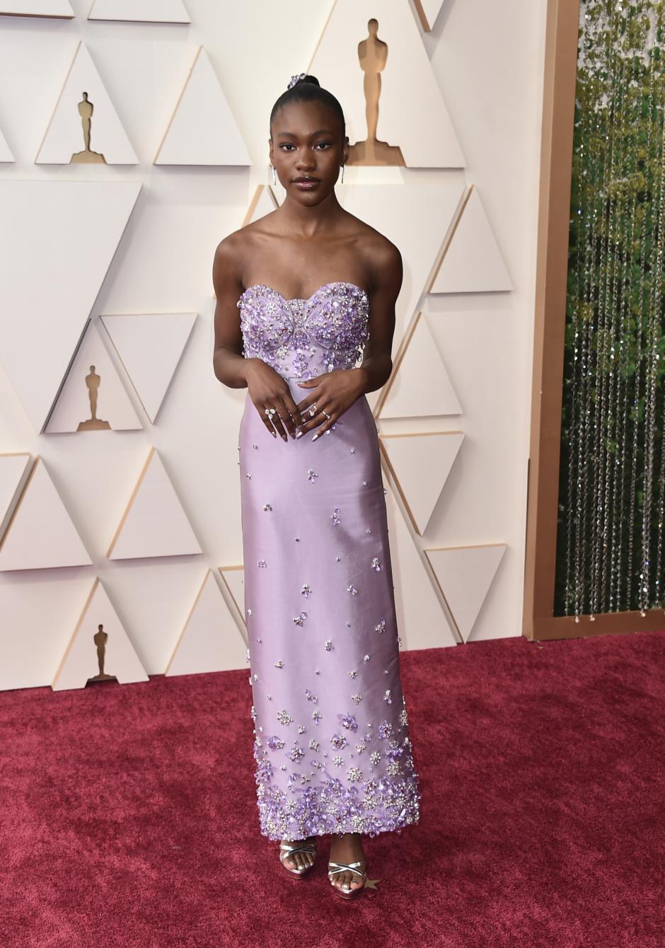 Tati Gabrielle arrives at the Oscars on Sunday, March 27, 2022, at the Dolby Theatre in Los Angeles. (Photo by Jordan Strauss/Invision/AP) *** Local Caption *** .