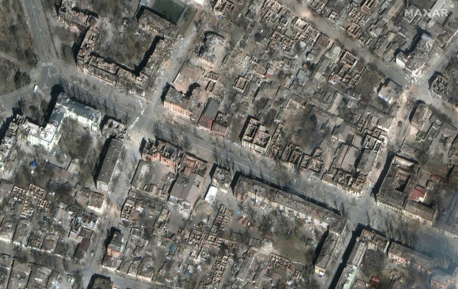 Imagen de satélite distribuida por Maxar Technologies de Mariúpol