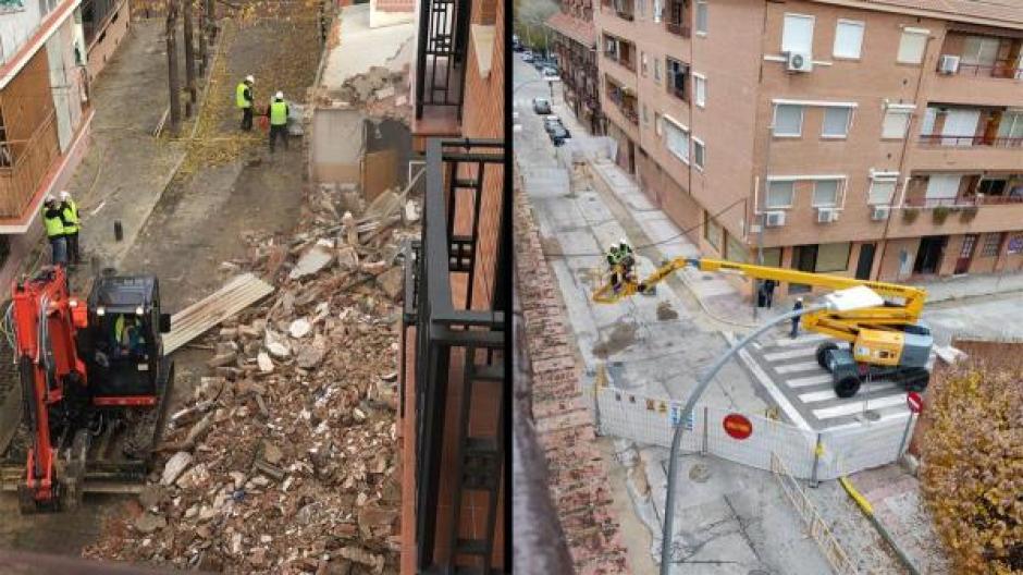 Primeros derribos en la localidad de San Fernando de Henares, Madrid