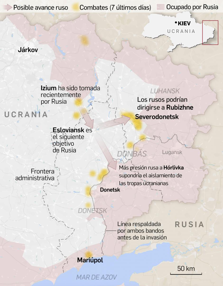 Mapa guerra Ucrania 7 abril 2022
