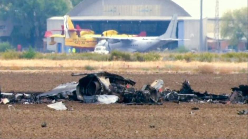 Imagen tomada tras el accidente del F-18 en la base de Torrejón