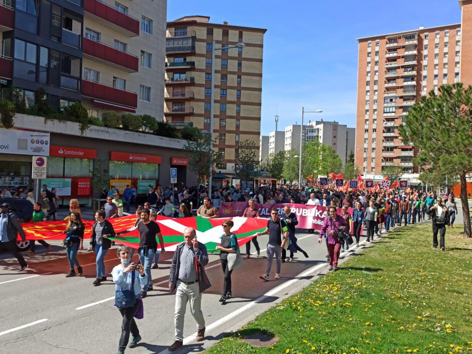 Vista general de la manifestación del Aberri Eguna en Pamplona convocada por Bildu