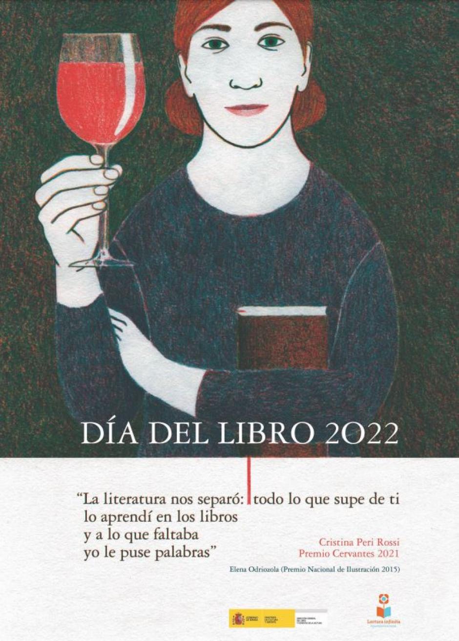 Cartel del Día del Libro 2022, con ilustración de Elena Odriozola, Premio Nacional de Ilustración 2015, y versos de Elena Peri Rossi