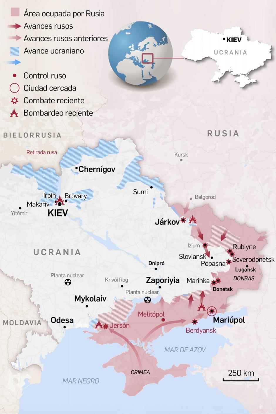 Mapa Ucrania guerra 19 de abril