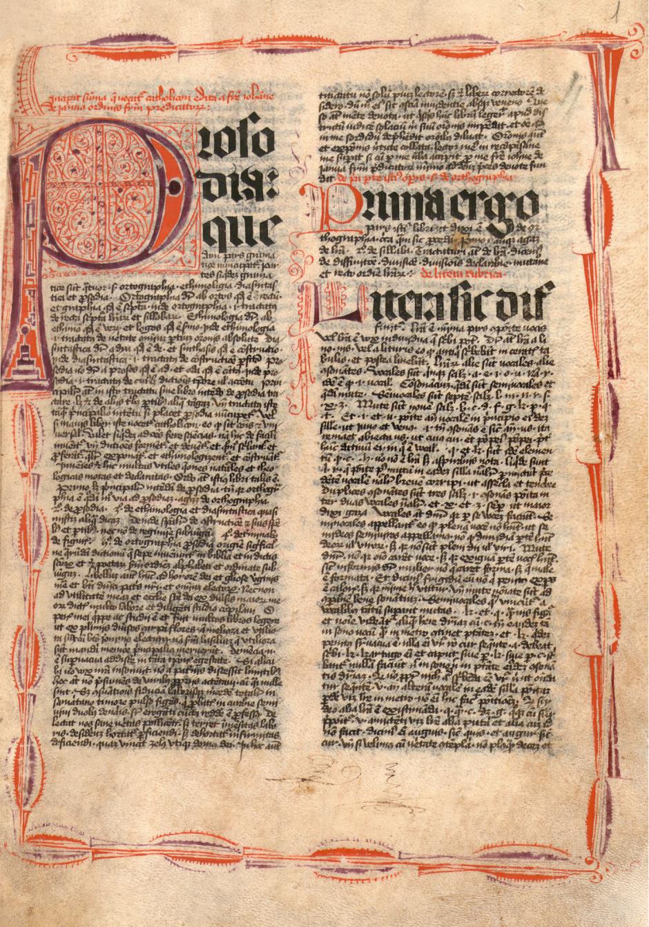 Uno de los primeros incunables conservados en la Biblioteca Nacional de España, el Catholicon, de Johannes Balbus, impreso en 1460
