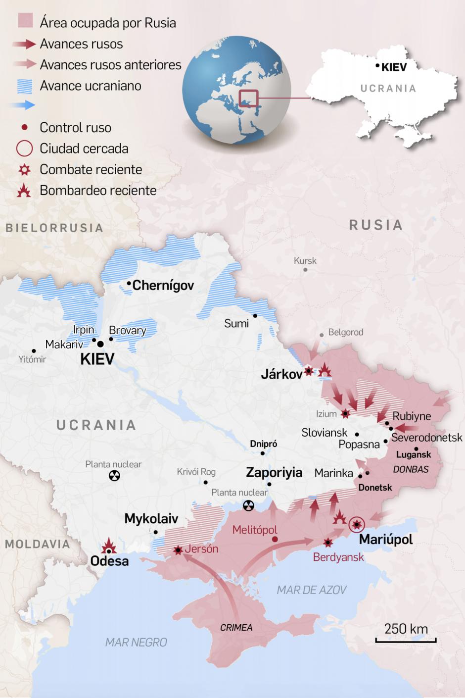 Infografía: mapa Ucrania 25 de abril