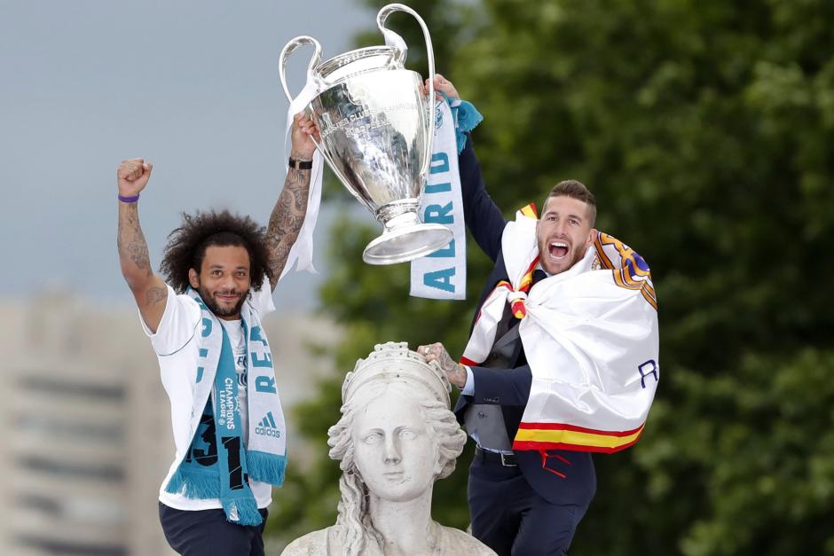 Marcelo y Sergio Ramos en la celebración en Cibeles de la Copa de Europa de 2017