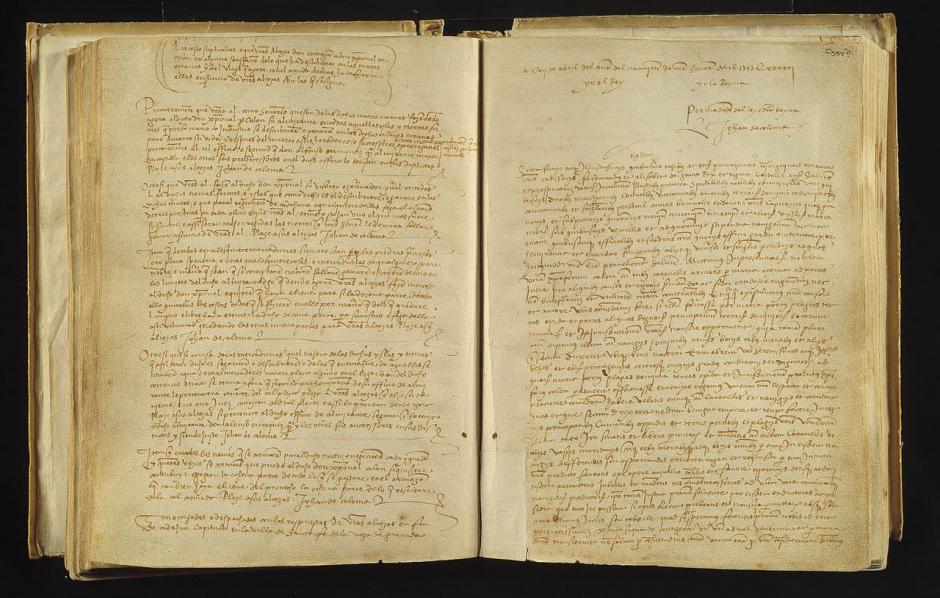 Registro de las ﻿Capitulaciones de Santa Fe (Granada) de Cristóbal Colón con los Reyes Católicos, consevado en el Archivo de la Corona de Aragón