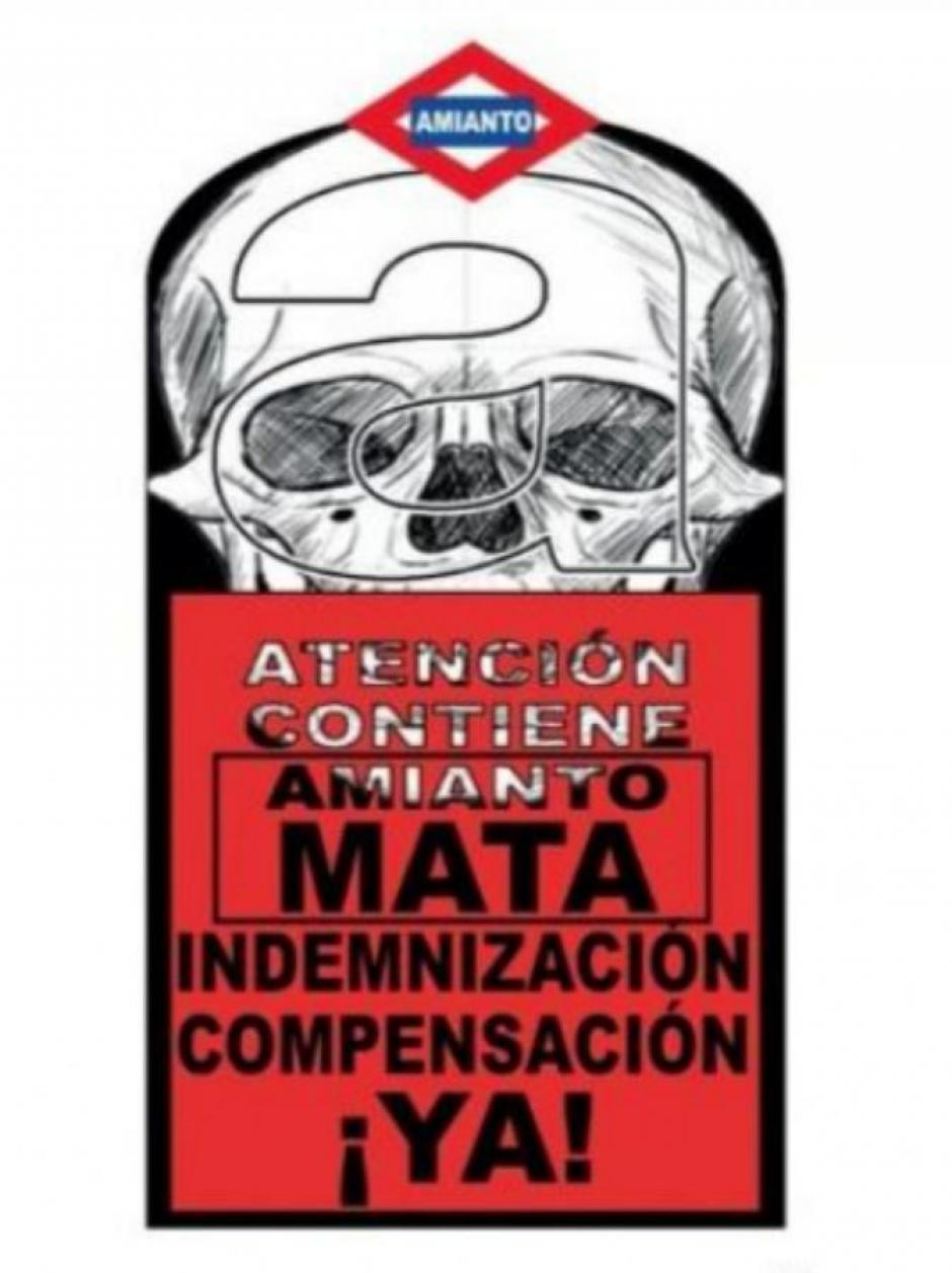 Cartel del Sindicato Metro Libre con la convocatoria a la concentración ante el Congreso en protesta por los afectados por amianto