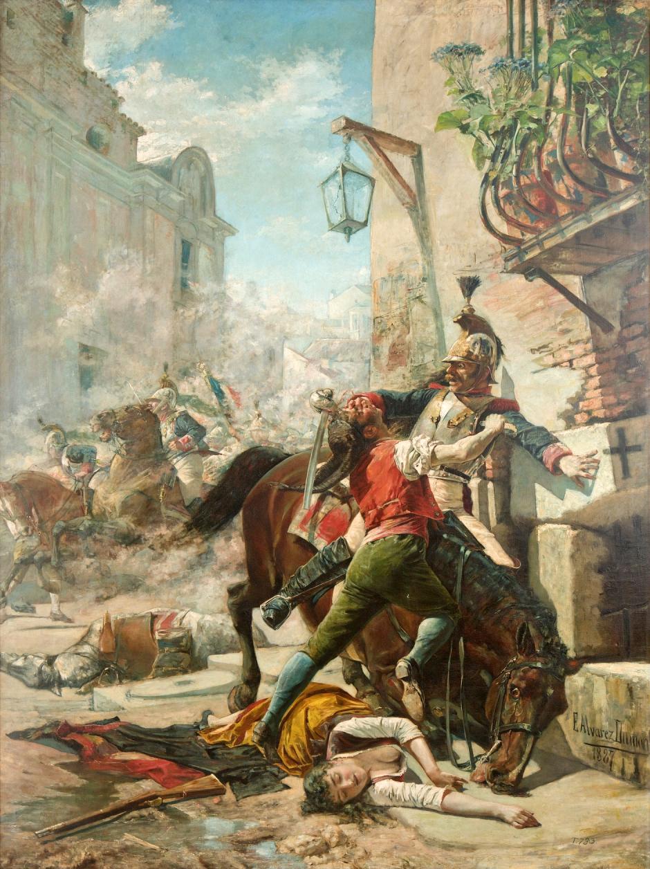 Malasaña y su hija batiéndose contra los franceses, por Eugenio Álvarez Dumont (1887)