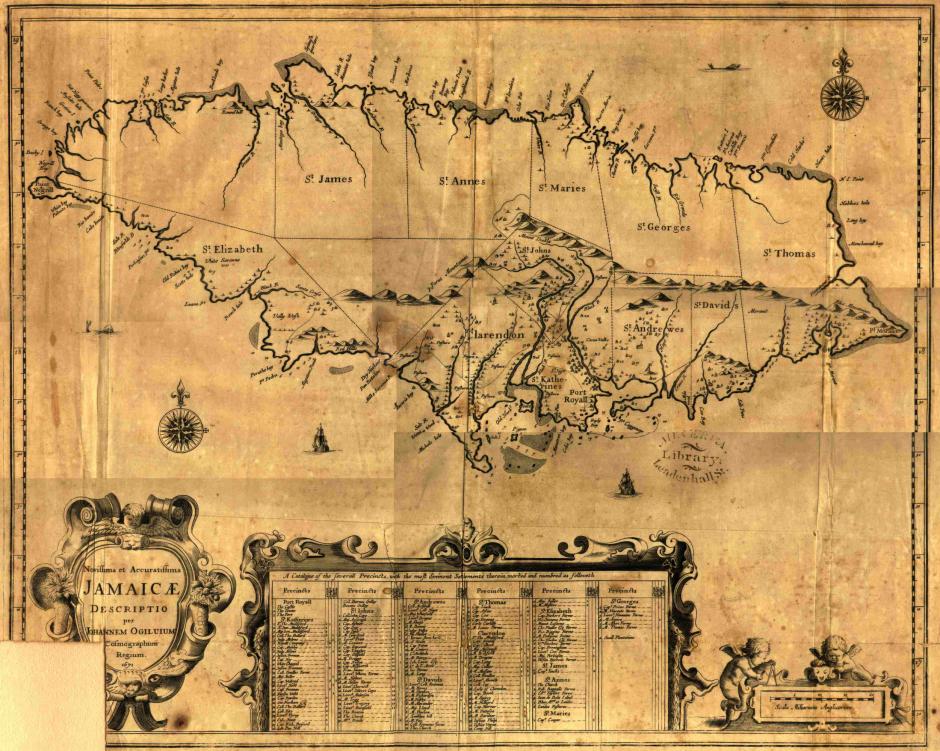 Mapa de Jamaica en 1671
