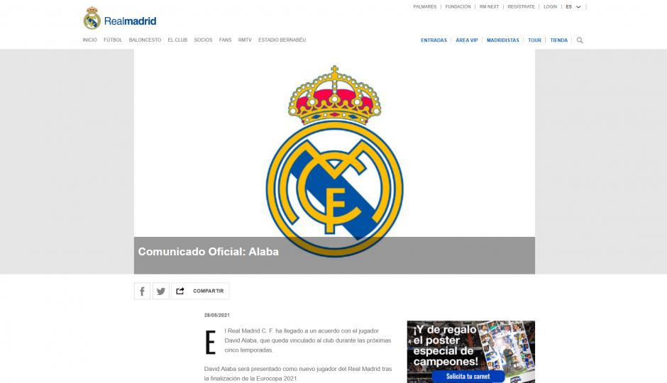 El 28 de mayo de 2021, el Real Madrid comunicaba la llegada de David Alaba. Todavía sin dorsal, el central austriaco llegaba libre procedente del Bayer de Múnich