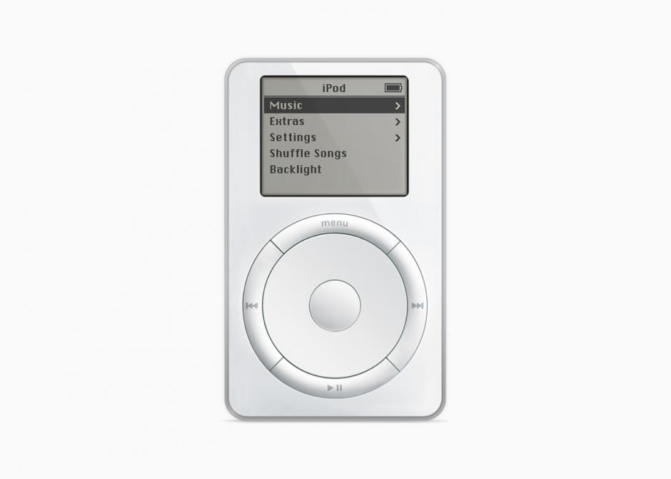 El iPod original, presentado el 23 de octubre de 2001, fue el primer reproductor de MP3 con capacidad para nada menos que 1.000 canciones