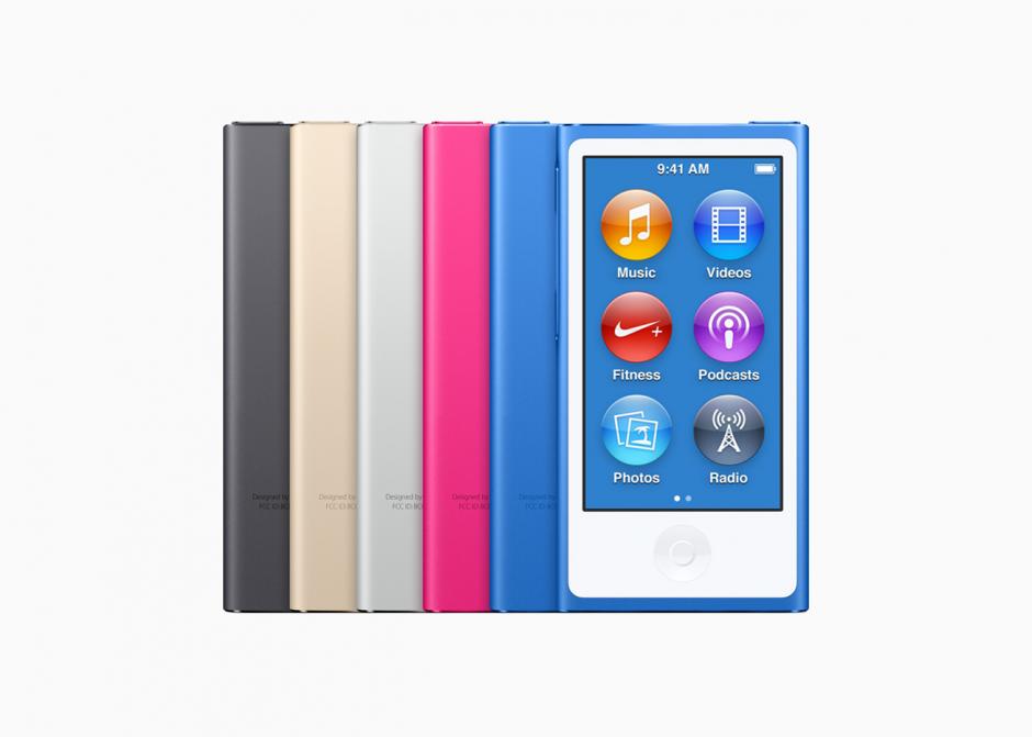 El iPod nano, presentado el 12 de septiembre de 2012, fue el iPod más fino hasta la fecha con sus 5,4 mm de grosor