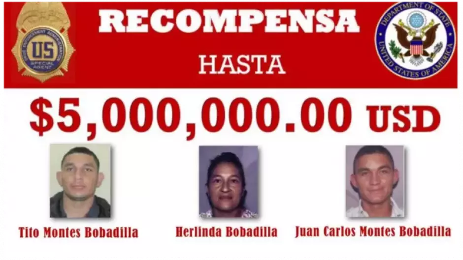 Anuncio de la recompensa por información para la captura de Herlinda Bobadilla