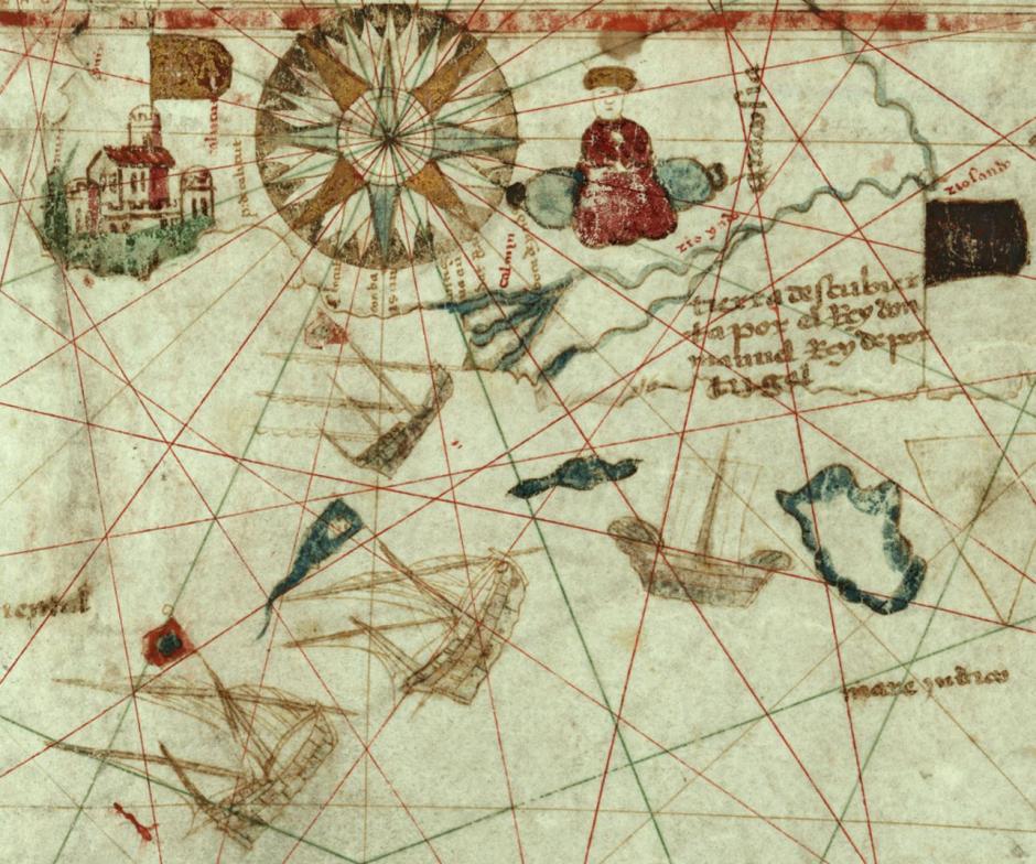 Llegada de los portugueses a la India según el mapa de Juan de la Cosa de 1500