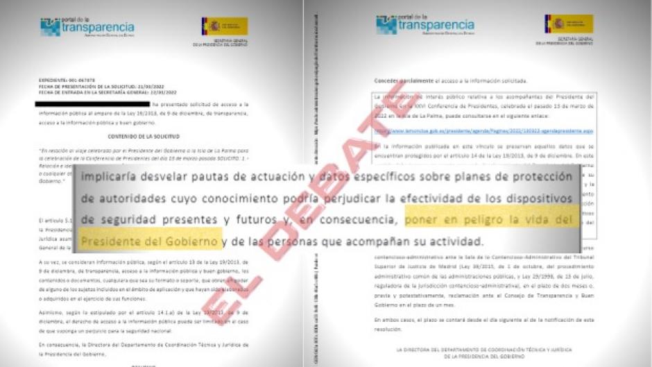 Moncloa pone, por escrito, que el ocultismo que ya le prohibió mantener la Audiencia Nacional se debe ahora a evitar peligros mortales para Sánchez