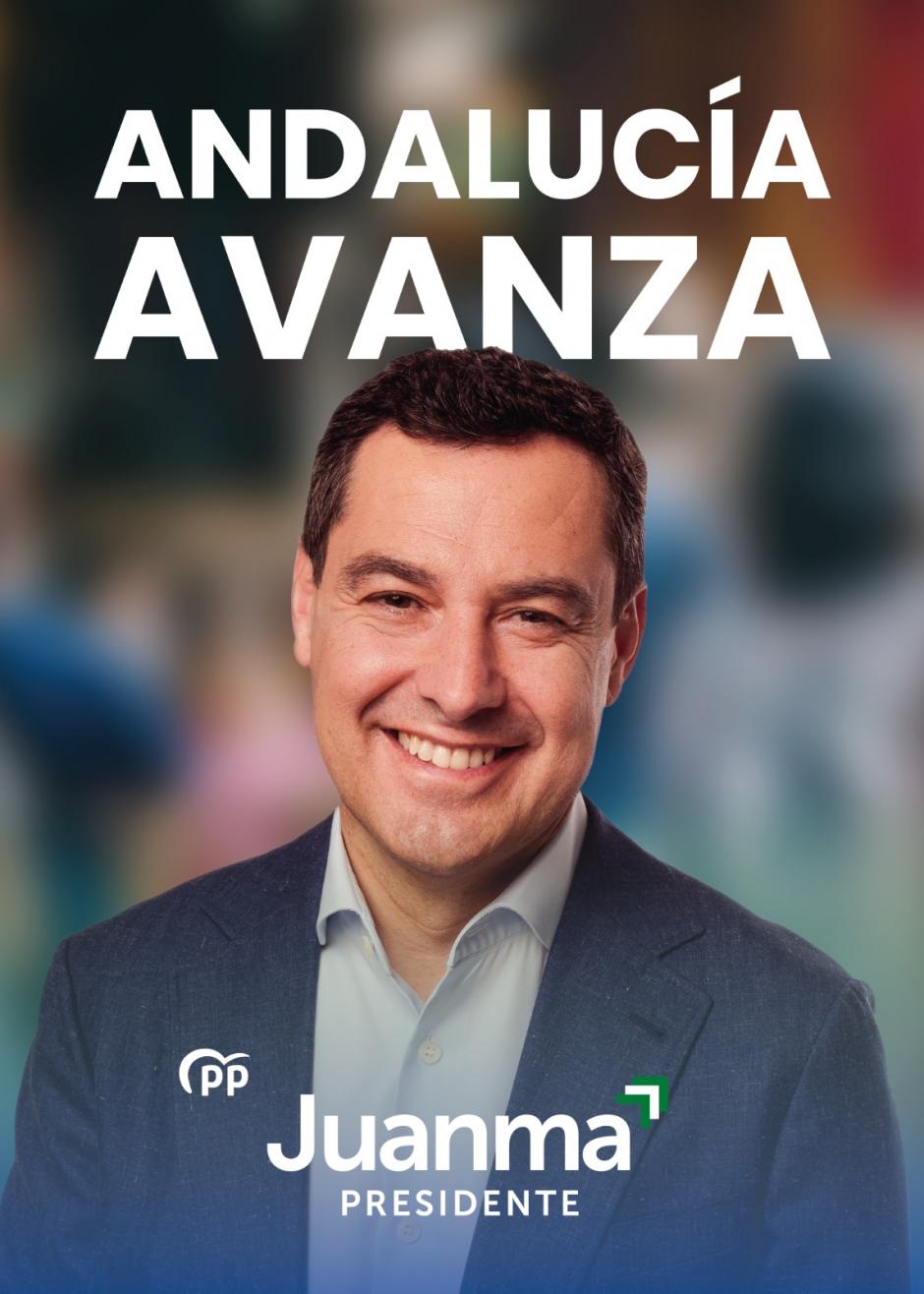 Cartel electoral del candidato del PP, Juanma Moreno