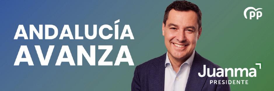 Cartel electoral del candidato del PP, Juanma Moreno