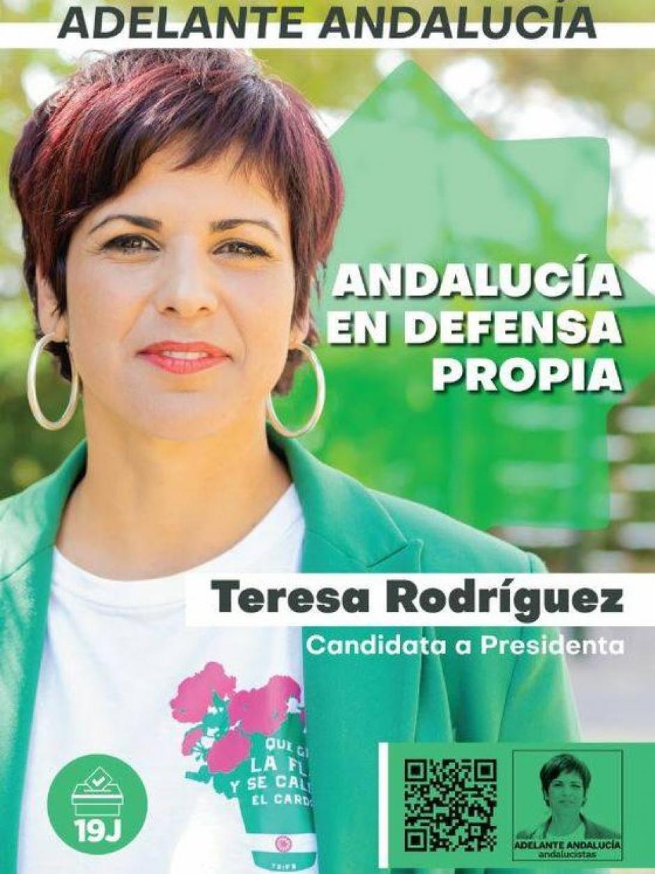 Cartel de la candidata de Adelante Andalucía, Teresa Rodríguez