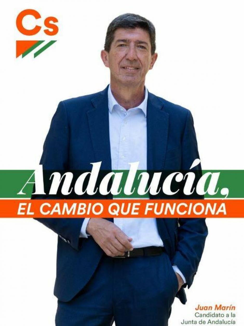 Cartel electoral del candidato por Ciudadanos, Juan Marín