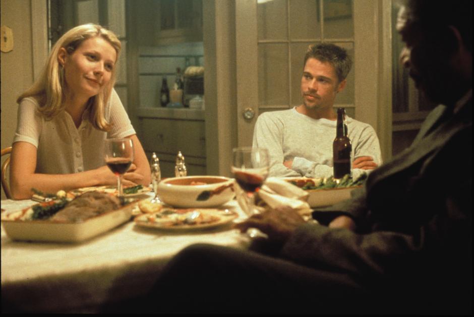 ACTORES MORGAN FREEMAN,BRAD PITT GWYNETH PALTROW PELICULA ''SEVEN'' 1995 DECADA 1990 *** Local Caption *** ACTORES MORGAN FREEMAN,BRAD PITT GWYNETH PALTROW PELICULA ''SEVEN'' 1995 DECADA 1990